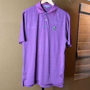 Peter Millar Summer Comfort Purple Blue Green Stripe Polo Size Medium